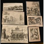 A small collection of Old Master prints by or after Dirk Stoop, Cades, Perelle and others, unframed,