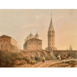 Two hand coloured lithographs of Seville Cathedral, 15" x 10" (38 x 25cm), along with a lithograph