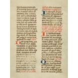 14th Century, a page of script from the book of hours, ink on vellum, 6.5" x 4.75" (16.5 x 12cm).