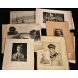 A collection of miscellaneous unframed etchings, (q).