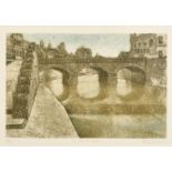 Valerie Thornton (1931-1991), 'The Loir at Vendome', colour etching, signed in pencil, inscribed and