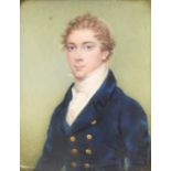 English School, Circa 1817, a miniature portrait of William Cole of Bath aged seventeen, watercolour