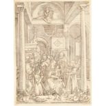 After Albrecht Durer, 'Adoration of the Virgin', engraving (probably the copy by Marcantonio