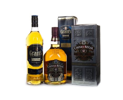 CHIVAS REGAL 12 YEARS OLD - ONE LITRE Blended Scotch Whisky One litre, 40% volume, in carton. GRANT'S SIGNATURE Blended Scotc