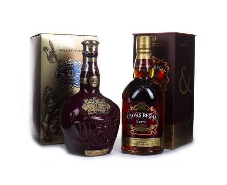 CHIVAS REGAL ROYAL SALUTE 21 YEARS OLD - RUBY FLAGON Blended Scotch Whisky 70cl, 40% volume, in carton and cloth bag. CHIVAS 