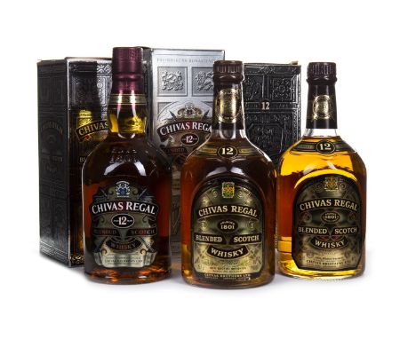 CHIVAS REGAL AGED 12 YEARS (3) Blended Scotch Whisky 1x 70cl (40% volume), 1x 75.7cl (75° proof), &amp; 1x 75cl (43% volume),