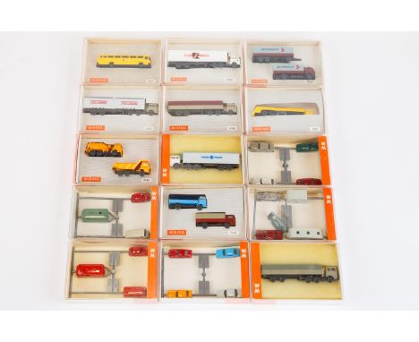 15 Wiking 1:160 scale plastic model vehicles. Lot includes No. 2, 3, 5k, 5s, 13, 22, 34, 42, 45, 51, 56, 71, 82, 9040 &amp; 9