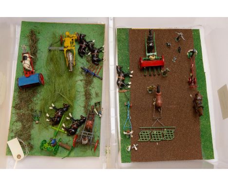 2 well made Diorama. 'Hay Making' and 'Plough Teams &amp; Drilling'. Both using Britains etc Figures and accessories. 'Hay Ma