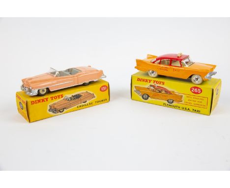 2 Dinky Toys. Cadillac Tourer (Eldorado) (131). An example in pink with light grey interior and cream wheels, black tyres. Dr