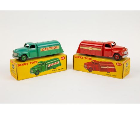 2 Dinky Toys Studebaker Petrol Tankers. Tanker Castrol (441) in green livery. Plus a Tanker ESSO (442), in red livery. Both b