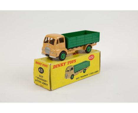 A scarce Dinky Toys Guy "Warrior" 4-Ton Lorry (431). A late issue model, cab and chassis in light tan, with window glazing, d