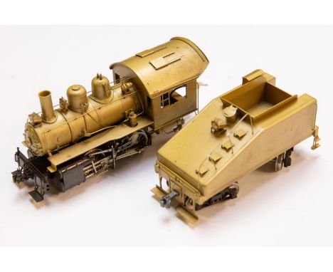 A Japanese US Hobbies KTM brass O gauge early 1900's style 0-4-0 American outline tender locomotive. A 2 rail electric exampl