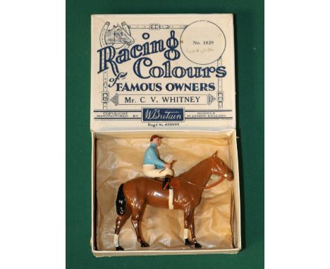 Britains racing colours of famous owners. No.1829. Mr. C V. Whitney. Early white lift off lid box with the mickey mouse photo