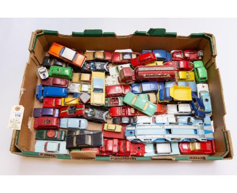 80+ die cast models by mainly Corgi &amp; Dinky. Lot includes Military vehicles, cars Transporters, Batmobiles, and many othe
