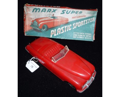 LOUIS MARX & CO; A 1950S 'MARX SUPER MECHANICAL PLASTIC SPORTSTER' with original box  Note: Box with a few marks, and squashe
