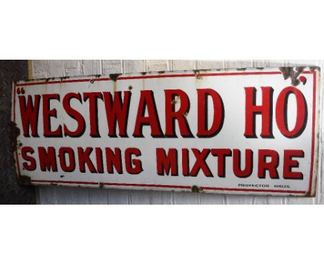AN EARLY 20TH CENTURY ENAMEL SIGN 'Westward Ho Smoking Mixture' 12.75" high x 34.5" wide