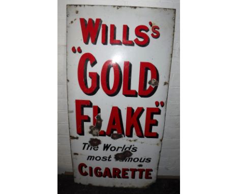 AN EARLY 20TH CENTURY ENAMEL SIGN 'Will's Gold Flake, the World's most famous Cigarette' 36" high x 18" wide