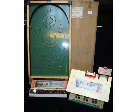 KAY LONDON; A VINTAGE BAGATELLE (boxed), a set of Table bowls (boxed) and a Fisher Price 'Play Family School'