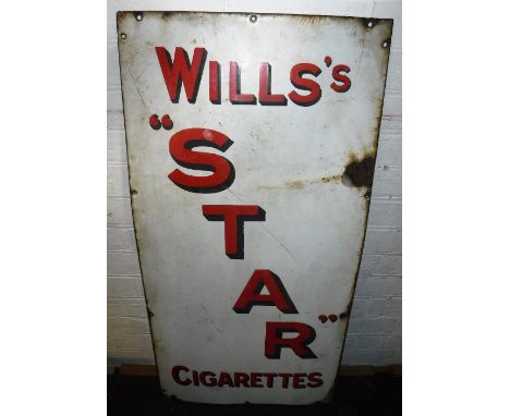 AN EARLY 20TH CENTURY ENAMEL SIGN 'Will's Star Cigarettes' 36" high x 18" wide