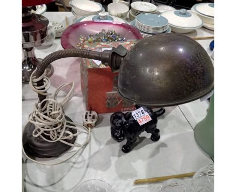 Vintage articulated desk/reading lamp on weighted stepped base. All electrical items in this lot have been PAT tested for saf