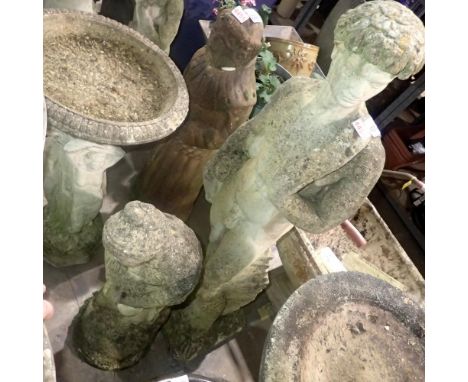 Two reconstituted stone garden ornaments. H: 118 cm. Not available for in-house P&amp;P 
