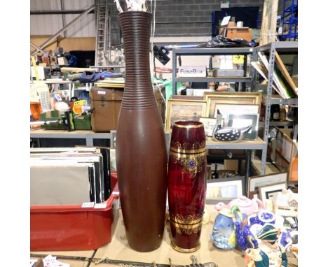 Two large vases, one modified as a lamp. Not available for in house P&amp;P.