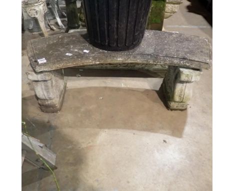 Reconstituted stone garden bench, W: 124 cm. Not available for in-house P&amp;P