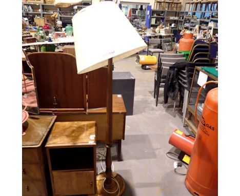 Walnut standard room lamp with shade, H: 153 cm. Not available for in-house P&amp;P