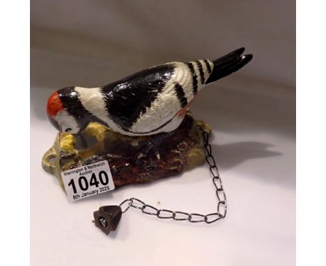 Cast iron Woodpecker doorknocker, H: 18 cm. UK P&amp;P Group 2 (£20+VAT for the first lot and £4+VAT for subsequent lots)