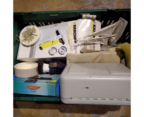 Mixed items, including a Karcher window vac, metal cash box and a boxed corkscrew kit etc. Not available for in-house P&amp;P