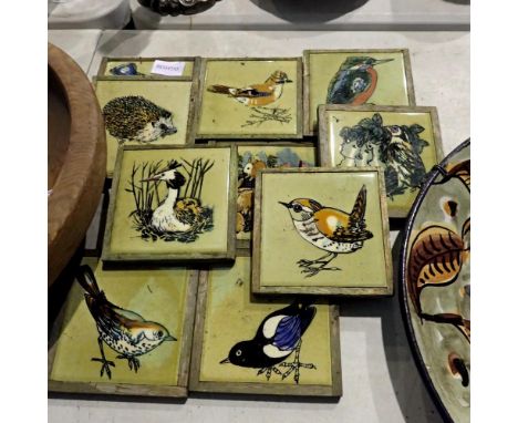 Ten H &amp; R Johnson framed animal and bird tiles. Not available for in-house P&amp;P 