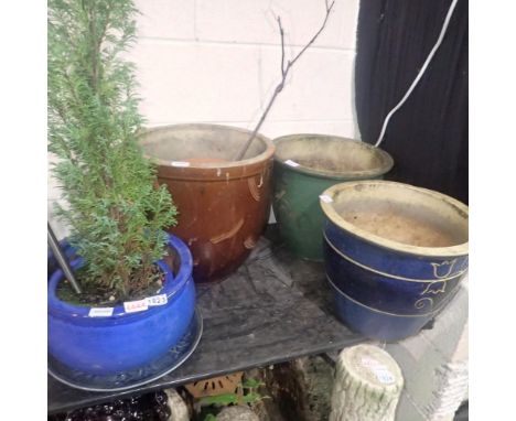 Four large ceramic planters, 38 x 38 cm H. Not available for in-house P&amp;P
