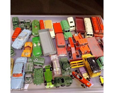 Box of mixed vintage diecast cars including Dinky. Not available for in-house P&amp;P 