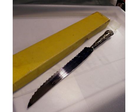 Sheffield made sterling silver handled knife, L: 31cm. UK P&amp;P Group 1 (£16+VAT for the first lot and £2+VAT for subsequen