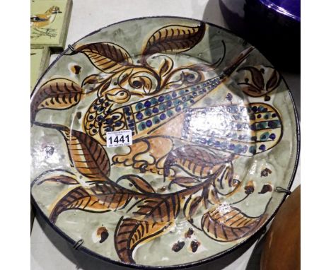 Large ceramic fish plate, D: 38 cm. Not available for in-house P&amp;P