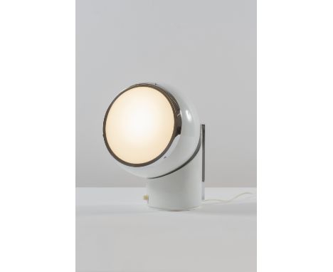 CINI BOERI (1924-2020)Lampe de table ZeusCréation circa 1970Edition GavinaMétal chromé, aluminium peint et verre opalinTafell