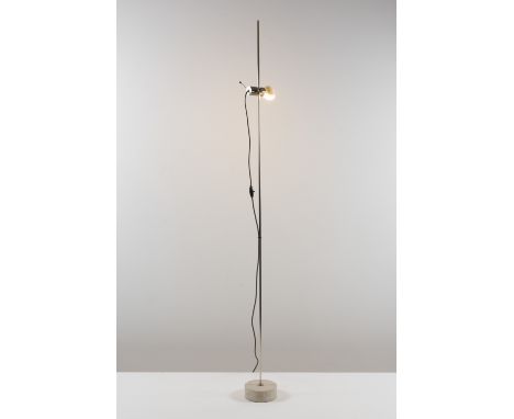 TITO AGNOLI (1931-2012)Lampadaire 387Création en 1954Edition O'LuceMétal chromé et travertinVloerlamp '387'Ontwerp 1954Uitvoe