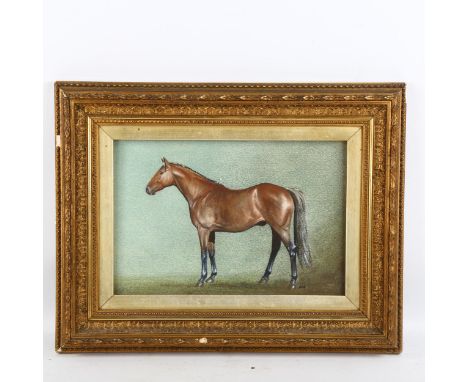 Coloured pastels, portrait of a horse, signed with monogram PAS, 18cm x 28cm, framedImage in good condition, frame has a few 