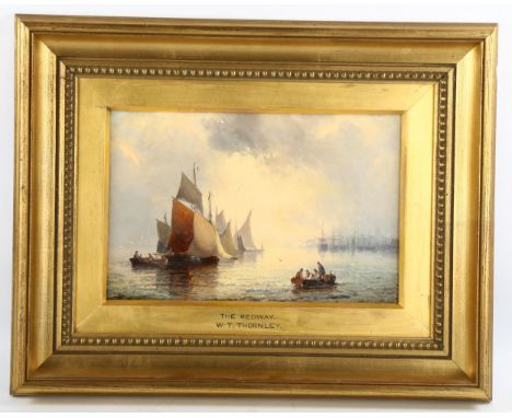 William Anslow Thornley (active 1858 - 1898), oil on canvas, The Medway, signed, 21cm x 31cm, framed1 small patch repair in b