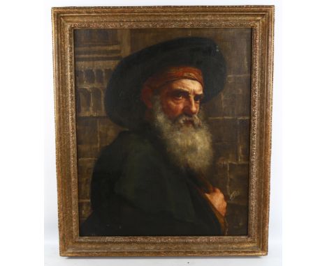 19th century Spanish School, oil on canvas, portrait of a man, indistinctly signed, 60cm x 50cm, framedCanvas has been lined,