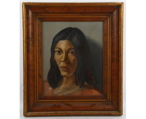 Contemporary oil on canvas, portrait of a woman, unsigned, 30cm x 26cm, framedGood condition 