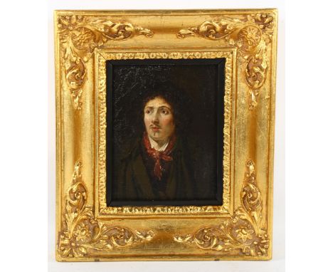 19th century Spanish School, oil on panel, portrait of a man, unsigned, panel 16cm x 14cm, framedGood condition, no splits or