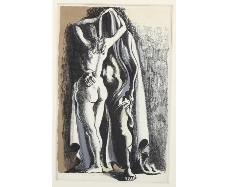 Michael Ayrton (1921-1975), lithograph in colours on paper, Love and Death, from Poems of Death, 20cm x 13cm, mounted, glazed