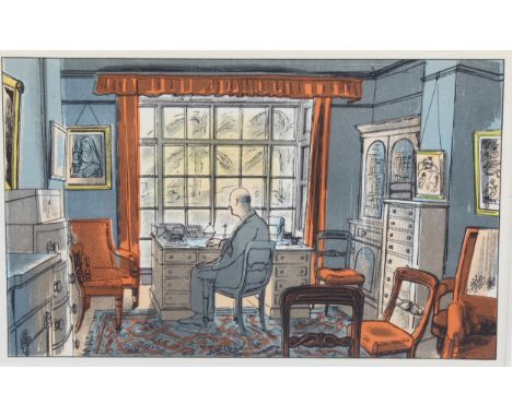 Edward Bawden (1903-1989), original colour lithograph on paper, The Vicar, from Life in an English Village, printed at the Cu