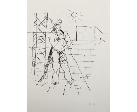 Jean Cocteau, lithograph, figure study, printed on Hollande from an edition of 40 in 1947, 23cm x 18cm, mountedGood condition
