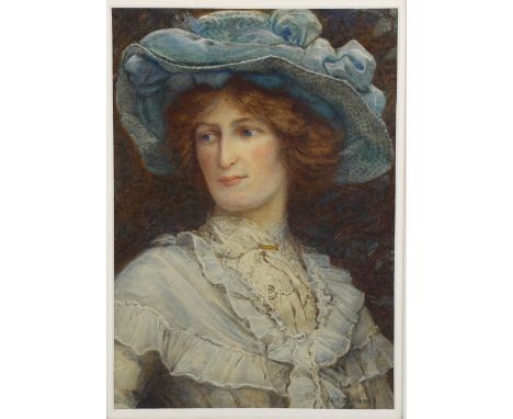 Edith Martineau (1842 - 1909), watercolour, portrait of a lady, signed, 34cm x 23cm, framedPainting is in very good condition