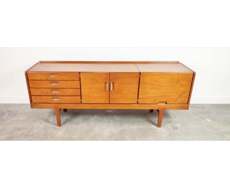 MEREDEW SIDEBOARD BY ALPHONS LOBENSTEIN, vintage 1960's teak, 203cm x 46cm x 76cm. 