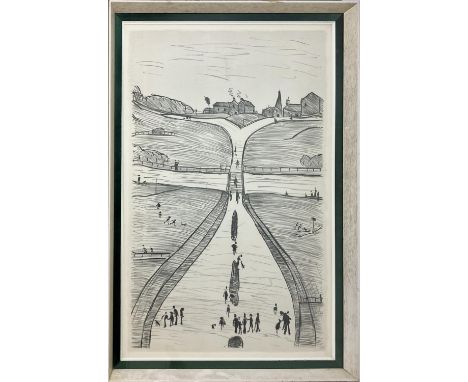 LS LOWRY (British 1887-1976), 'Village on a Hill', lithograph, signed and dated 1966, numbered 15/75, 96cm x 63cm, framed. (S