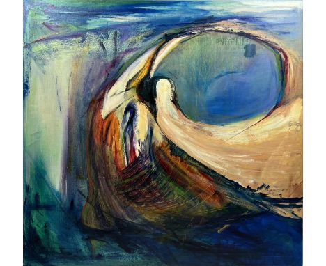 ROUVE DE FLAMINGH (South Africa), 'Abstract, Bay View', oil on canvas, 90cm x 90cm, signed verso, framed. 
