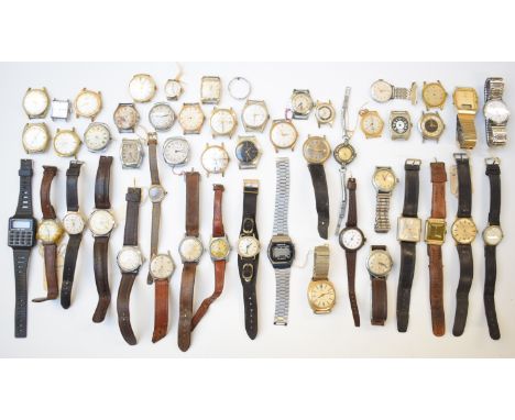 Forty-nine various wristwatches including Ivy, Newark, Rotary, Trafalgar, Ingersoll, Hudson Venus, Kered, Anzer etc.&nbsp;